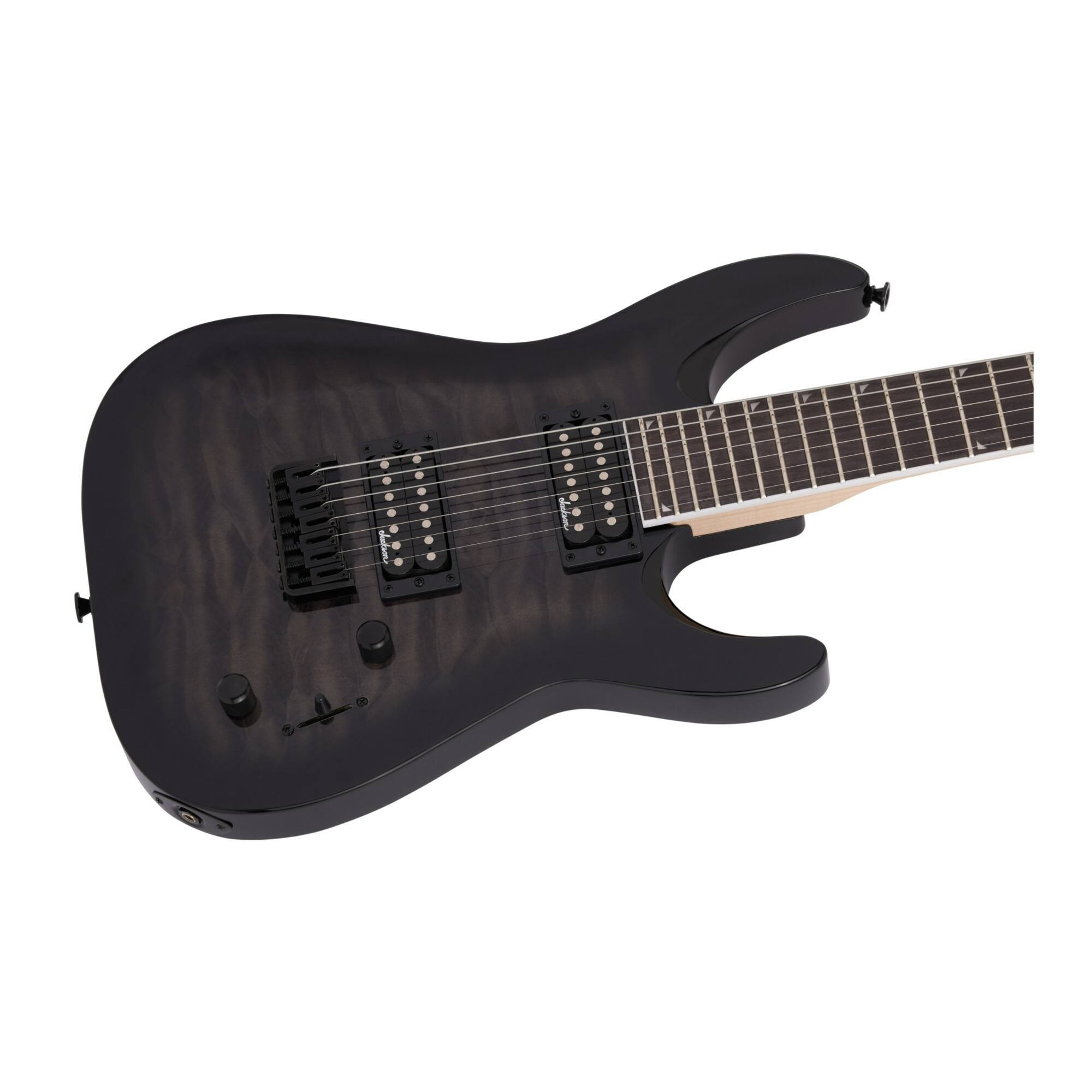 Angle. Jackson - Jackson JS Series Dinky Arch Top Guitar (Black Burst) with Molded Case.