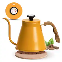 Dapper Styles - Gooseneck Kettle With For Pour Over Coffee And Tea 37 Fl Oz Stainless Steel Durable 3-layer Base Ideal Spou - Yellow