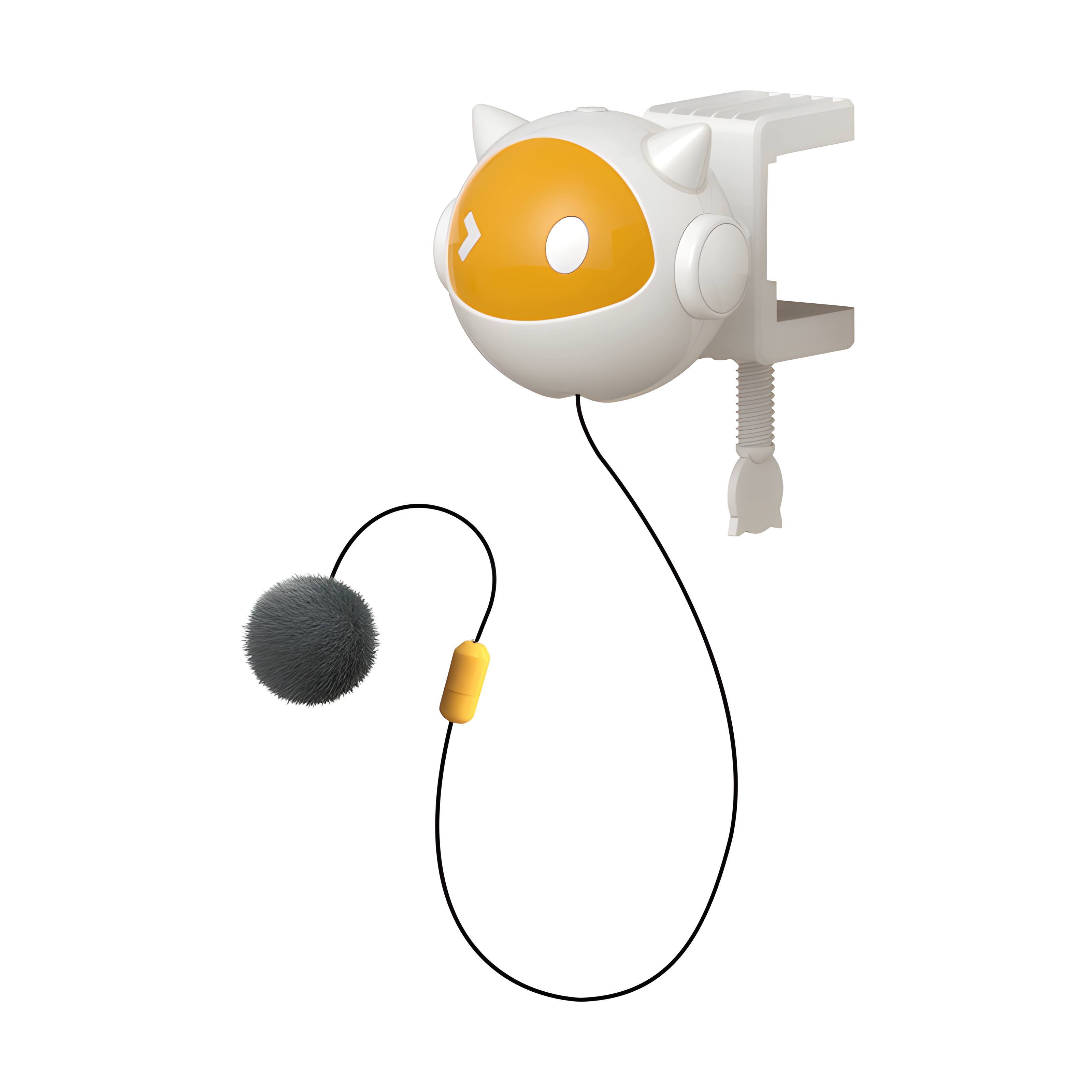 Front. Cluzine - Clip-On Automatic Cat Toy with Lifting Pom-Pom, Hands-Free Interactive Teaser - Multicolor.