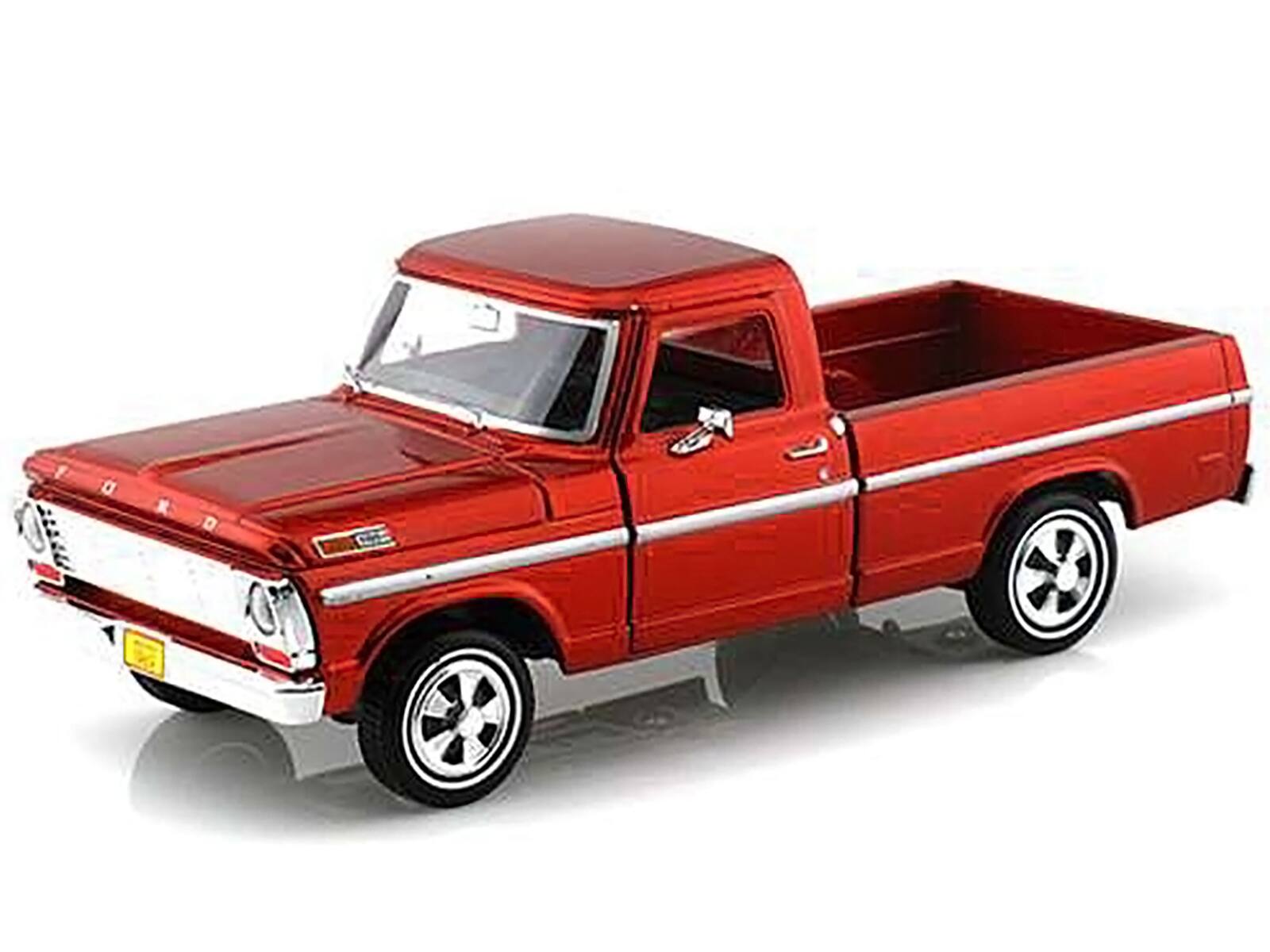 Alt View 1. Motormax - 1969 Ford F-100 Pickup Truck Burgundy 1/24 Diecast Model Car by Motormax.