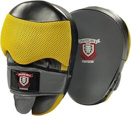 Amber Sporting Goods - Ultimate Performance Boxing Punch Mitts – Durable, Shock-Absorbing, Comfortable & Secure Grip - Black/Yellow