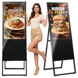 VEVOR - 32 in Indoor Digital Signage Floor Standing Advertising Display Kiosk, WiFi HDMI/USB Input Android OS, 178° Wide View - Black