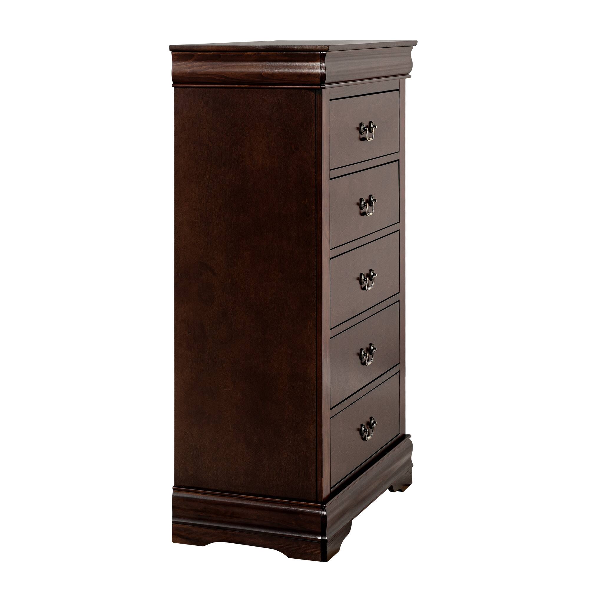 Alt View 5. Vaczon - Solid Wood 5-Drawer Bedroom Dresser, English Dovetail Chest of Drawers for Clothes and Home Storage - Cherry.