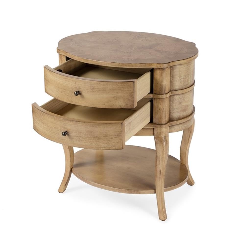 Left. Butler Specialty - Jarvis Oval 2-Drawer Side Table - Beige.