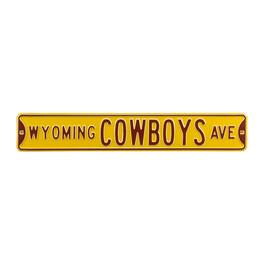 Authentic Street Signs - Wyoming Cowboys 6" x 36" College Ave Street Sign - Yellow