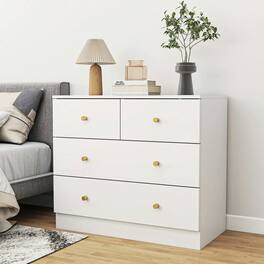 Kadyn - Modern Simple 4-Drawer Dresser Nightstand, Compact Storage Cabinet for Bedroom, Living Room - White