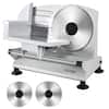 Front. OSTBA - 150W Meat Slicer with two 6.7" removable blades, adjustable 0-15mm, easy to clean, for meat, cheese, bread, home use. - Sliver.