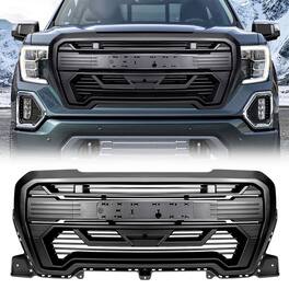 AMERICAN MODIFIED - Grille w/Emblem Base, 2019-2021 GMC Sierra 1500 - Matte Black