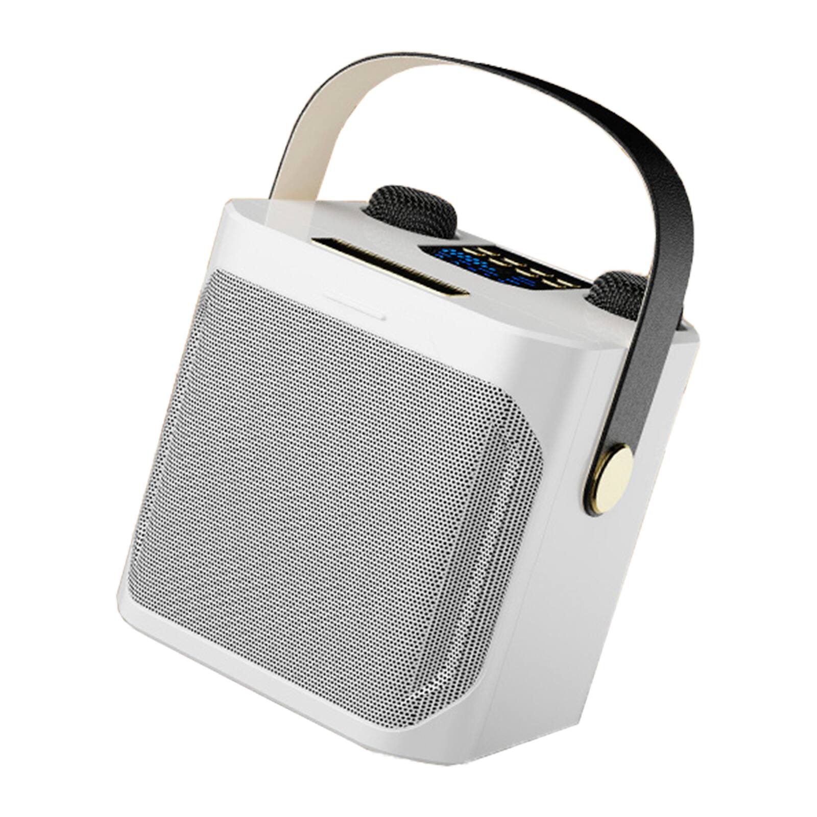 Alt View 4. Topteng - 10W Portable Karaoke Speaker with 2 Wireless Mics - Bluetooth 5.3, TF/USB/AUX, 2000mAh Battery for Home & Outdoor​-White - White.