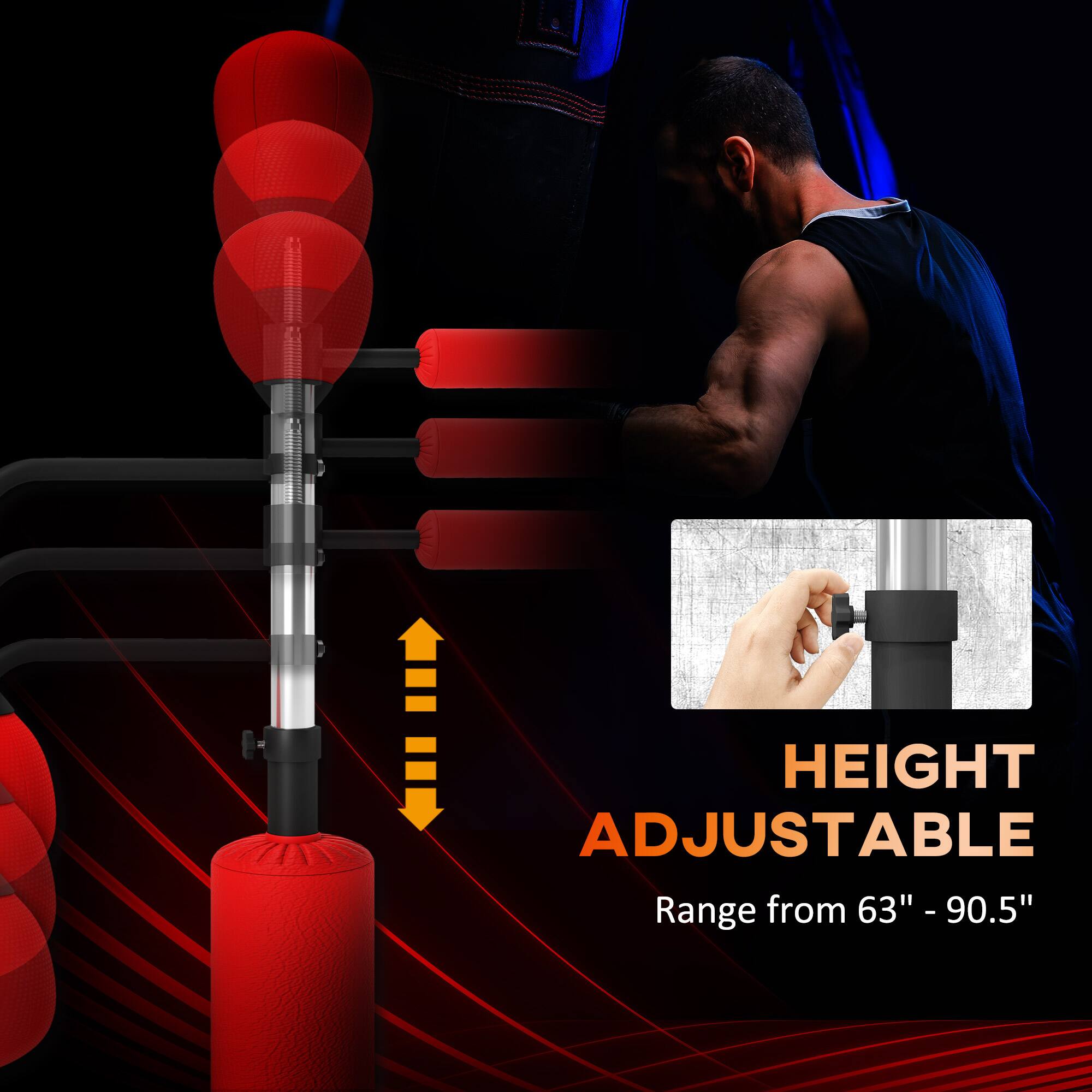 HEIGHT ADJUSTABLE  
Range from 63" - 90.5"