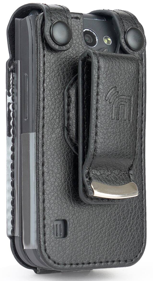 Alt View 9. Nakedcellphone - Case for Nokia 2720 V Flip Phone, 2720V - Vegan Leather with Belt Clip - Black.