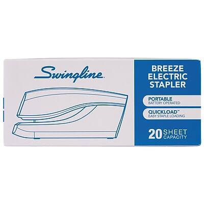 Swingline Breeze Electric Stapler  
Portable Battery Operated  
Quickload Easy Staple Loading  
20 Sheet Capacity