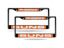 Rico Industries - Phoenix Suns NBA Black Metal (Set of 2) Laser Cut License Plate Frame Set - Multi