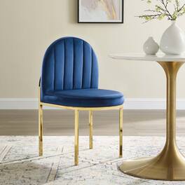 Isla Channel Tufted Performance Velvet Dining Side Chair by Modway - Gold Navy