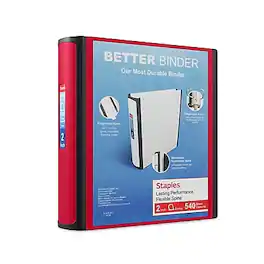 Staples - 2" 3-Ring Better Binder, D-Ring - Red