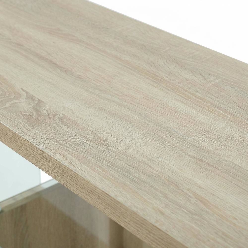 Alt View 4. FurniFact - Weathered White TV Stand with Tempered Glass and Particle Board Surface - White.