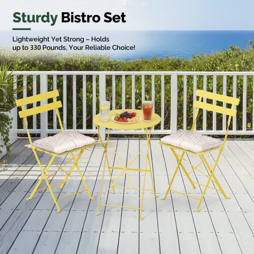 Sturdy Bistro Set  
Lightweight Yet Strong - Holds up to 330 Pounds, Your Reliable Choice!
