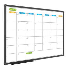PARKER SLATER - Dry Erase Calendar Whiteboard - Magnetic White Board Monthly 36 X 24 Inch Black Aluminum Frame Wall Mounted For Office