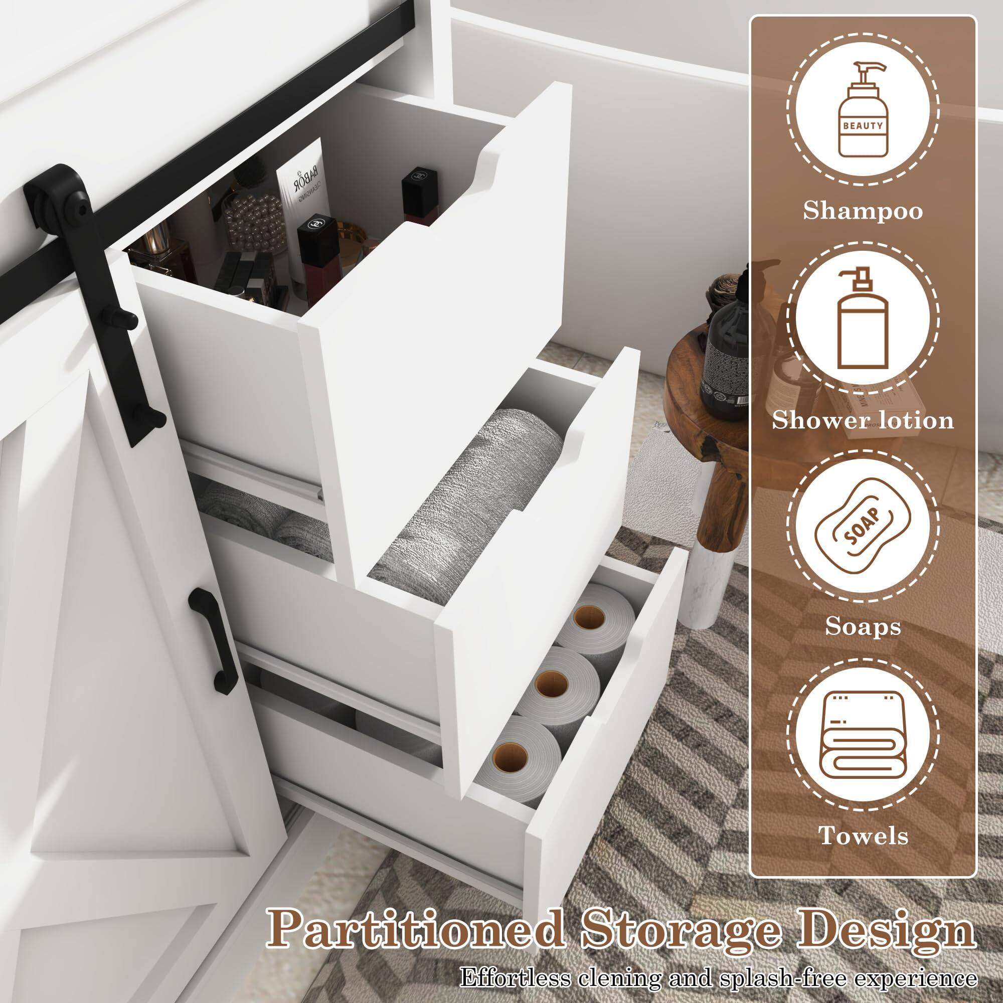 BEAUTY - W Shampoo Shower lotion SOAP Soaps Towels Partitioned Storage Design Effortless cleaning and splash-free experience