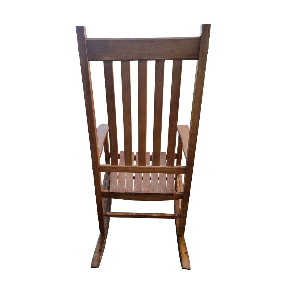 Back. Loheer - Loheer Adult Rocking Chair Solid Wood Brown Porch Rocker for Balcony and Patio - Brown.