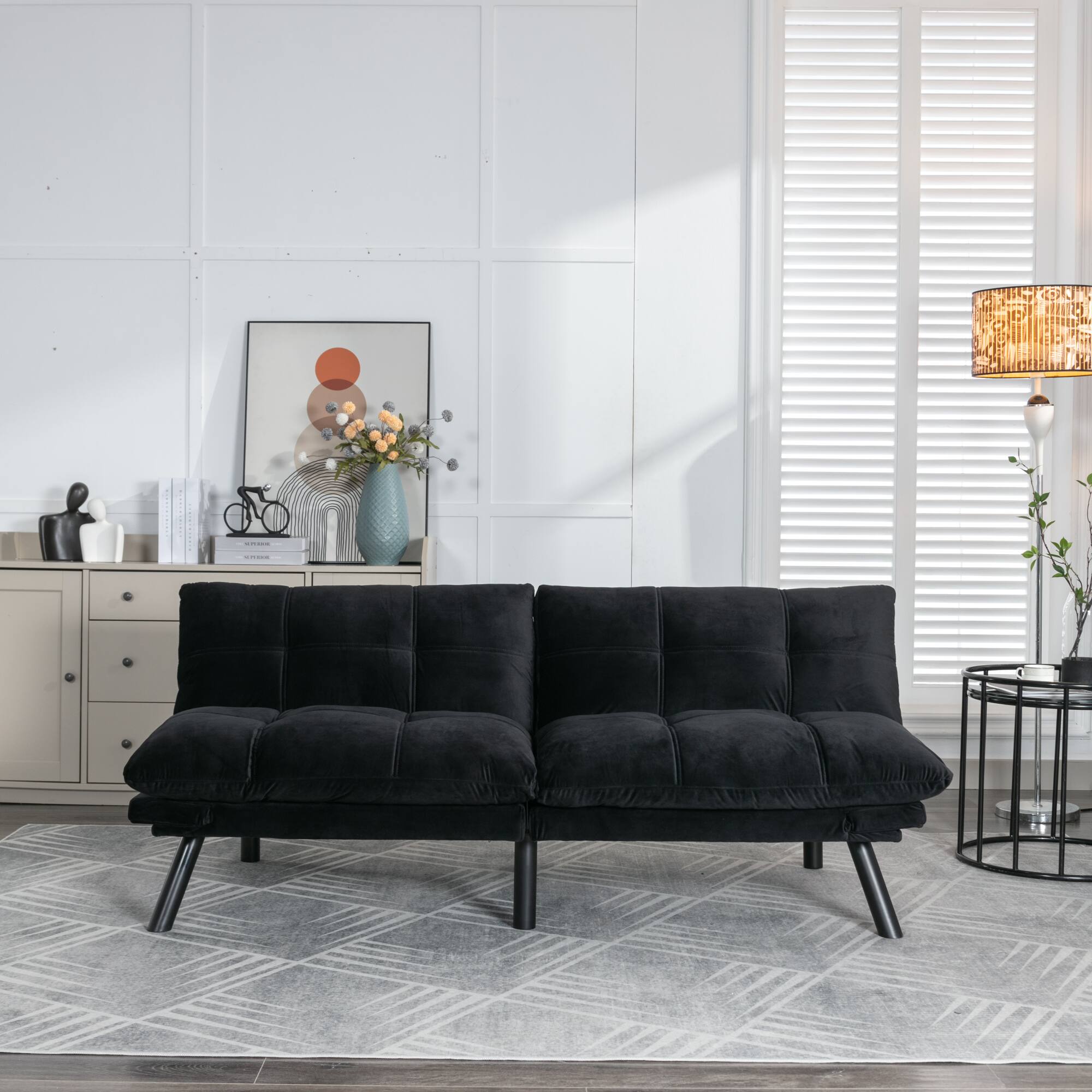 Alt View 5. GOODSILO - Convertible Folding Sofa Bed with Adjustable Armrests and Backrest for Small Spaces - Black.