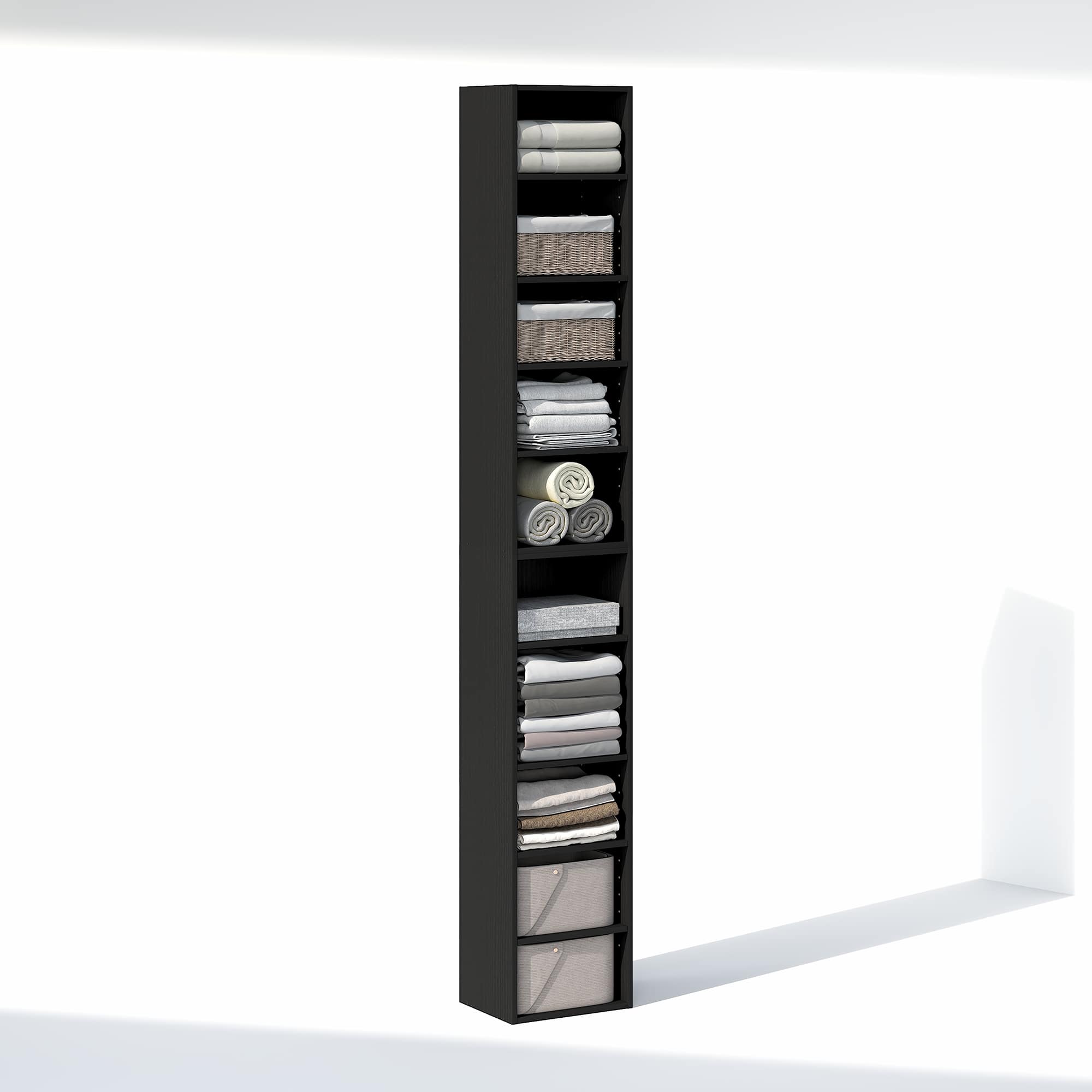 Furinno - PASIR Closet Organizers and Storage, Adjustable Storage Organizer, Stackable Closet Storage, 12-In, for Closet, Bedroom - Blackwood