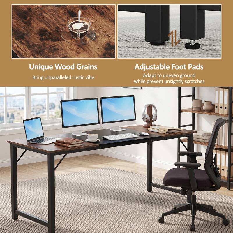 Unique Wood Grains Bring unparalleled rustic vibe  
Adjustable Foot Pads Adapt to uneven ground while prevent unsightly scratches