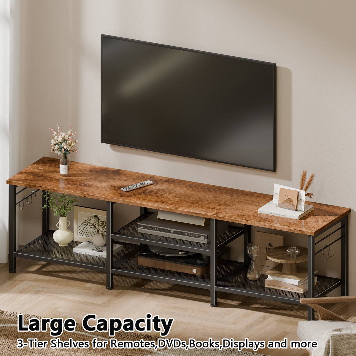 T - 11 PT ONE Large Capacity 3-Tier Shelves for Remotes, DVDs, Books, Displays and more
