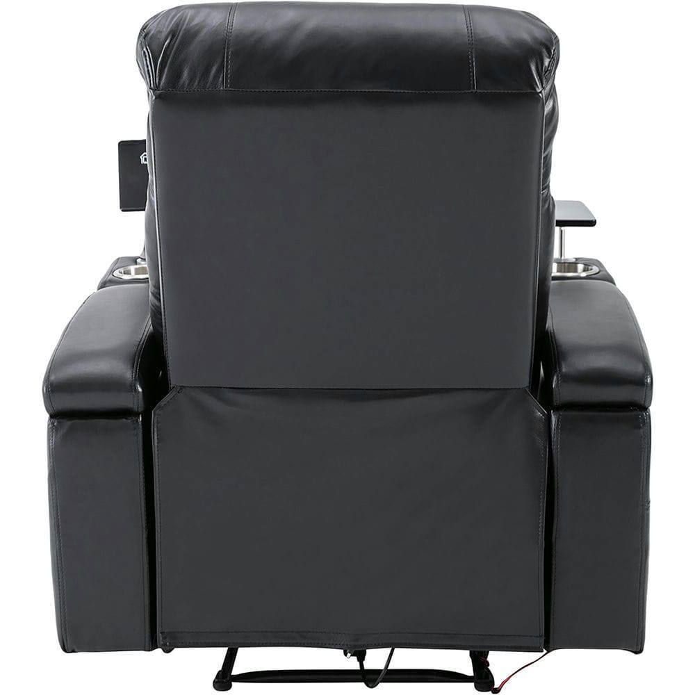 Alt View 10. Kadyn - Premium Power Recliner with Storage Arms, Cupholders, Swivel Tray Table & Phone Stand  - Black - Black.
