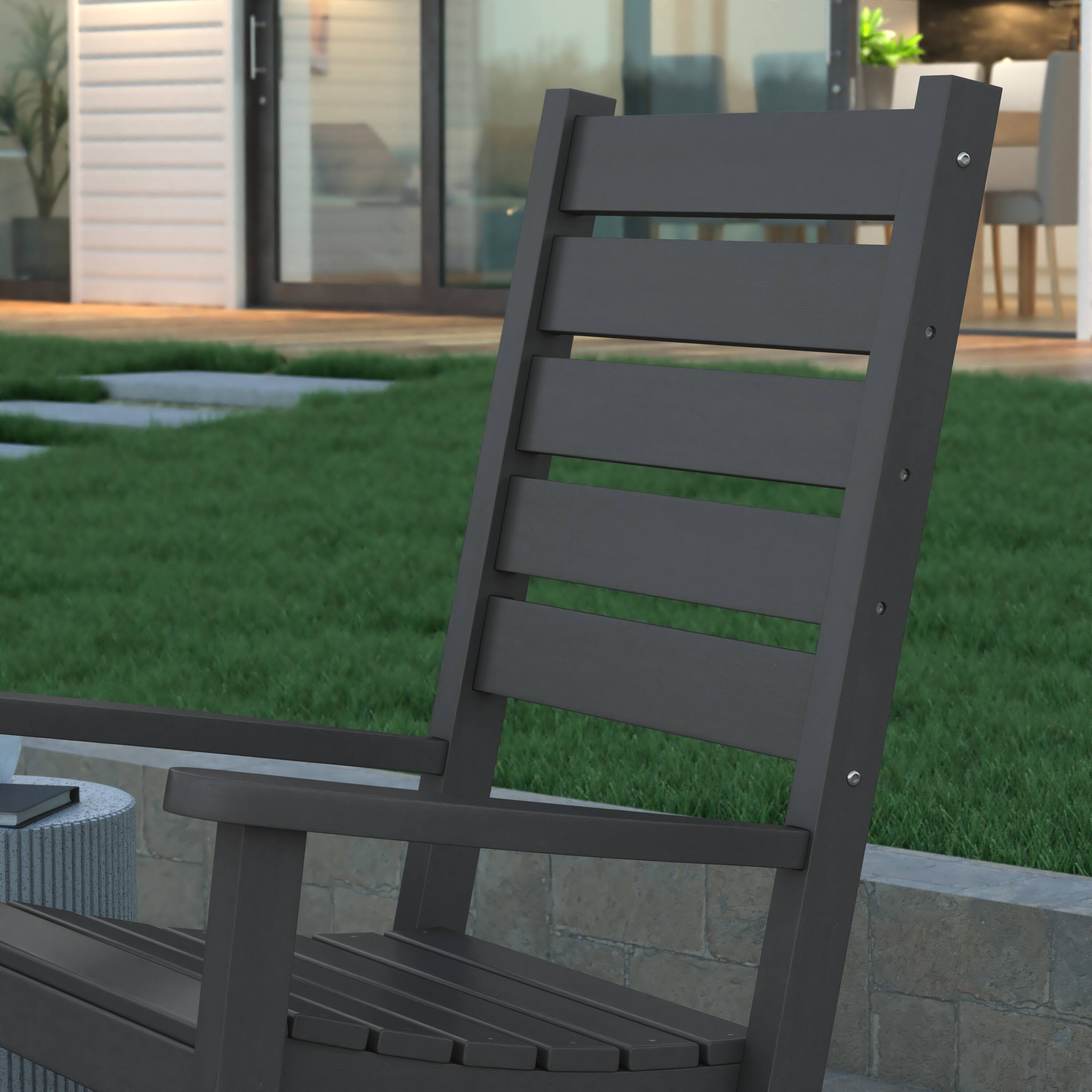 Alt View 5. Emma + Oliver - Florian Set of 2 Contemporary Rocking Chairs, All-Weather HDPE Indoor/Outdoor Rockers - Gray.