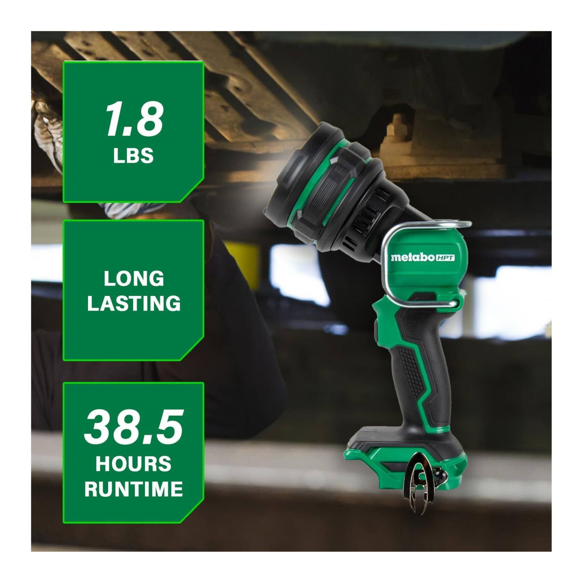 1.8 LBS LONG LASTING  
38.5 HOURS RUNTIME