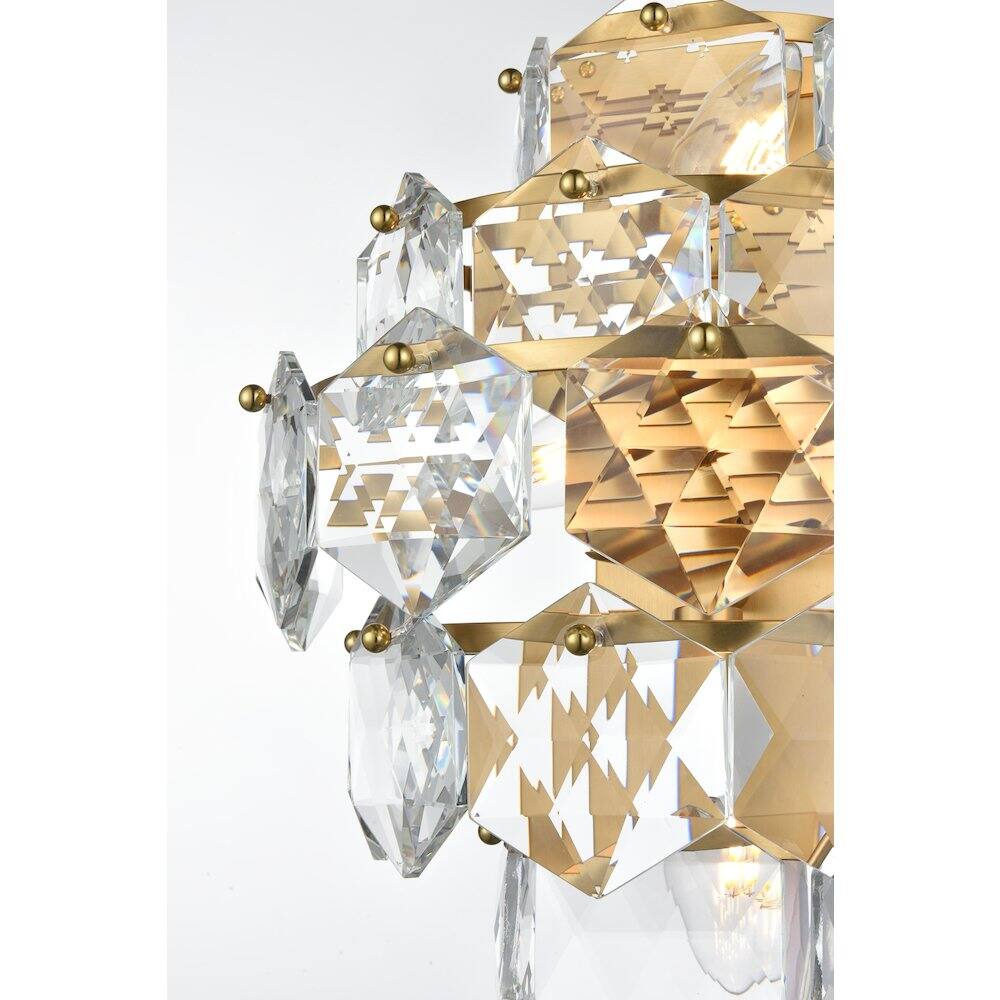 Alt View 2. Elegant Lighting - Adaline 14 Inch Wall Sconce In Satin Gold - Satin Gold And Clear.