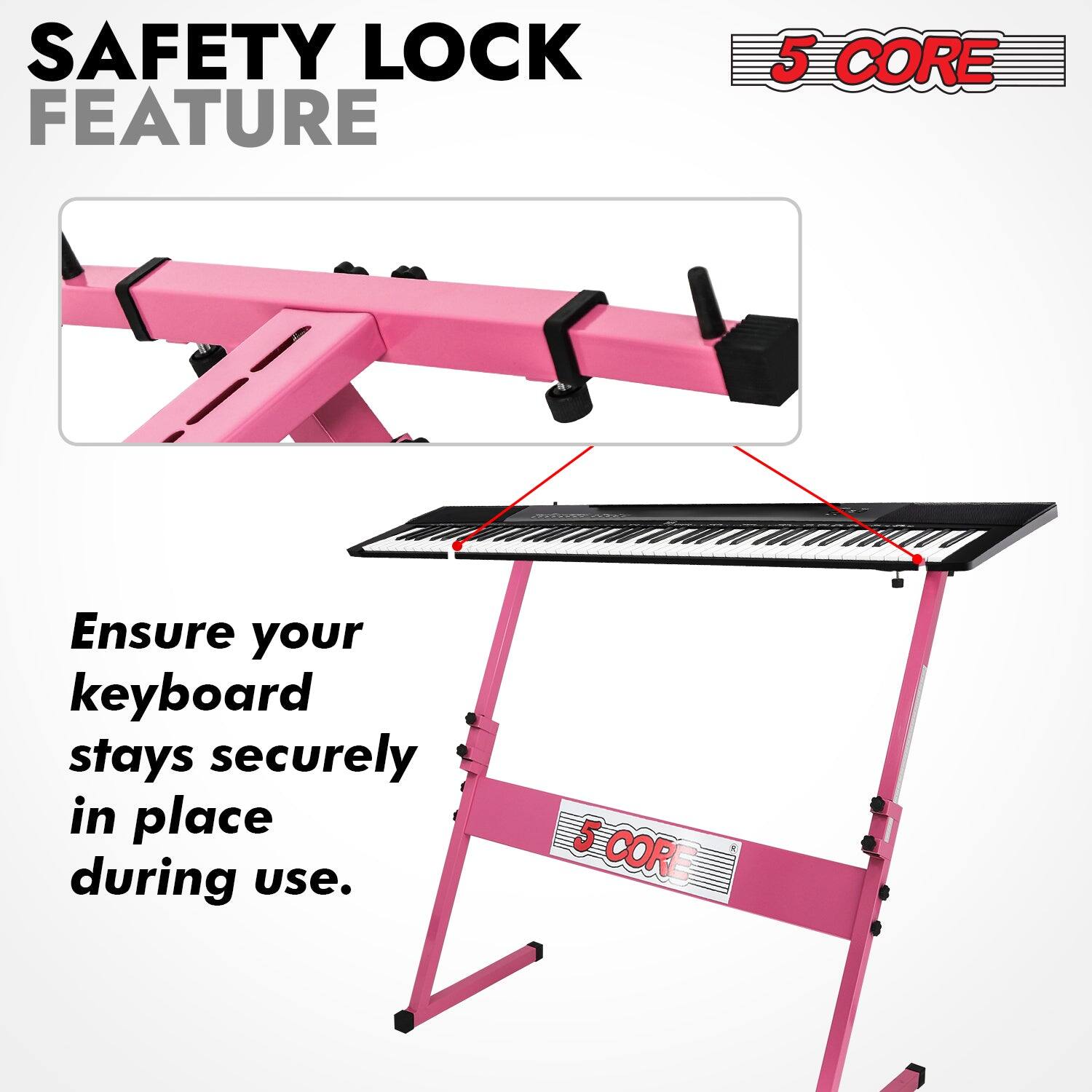 SAFETY LOCK FEATURE

Ensure your keyboard stays securely in place during use.

5 CORE
