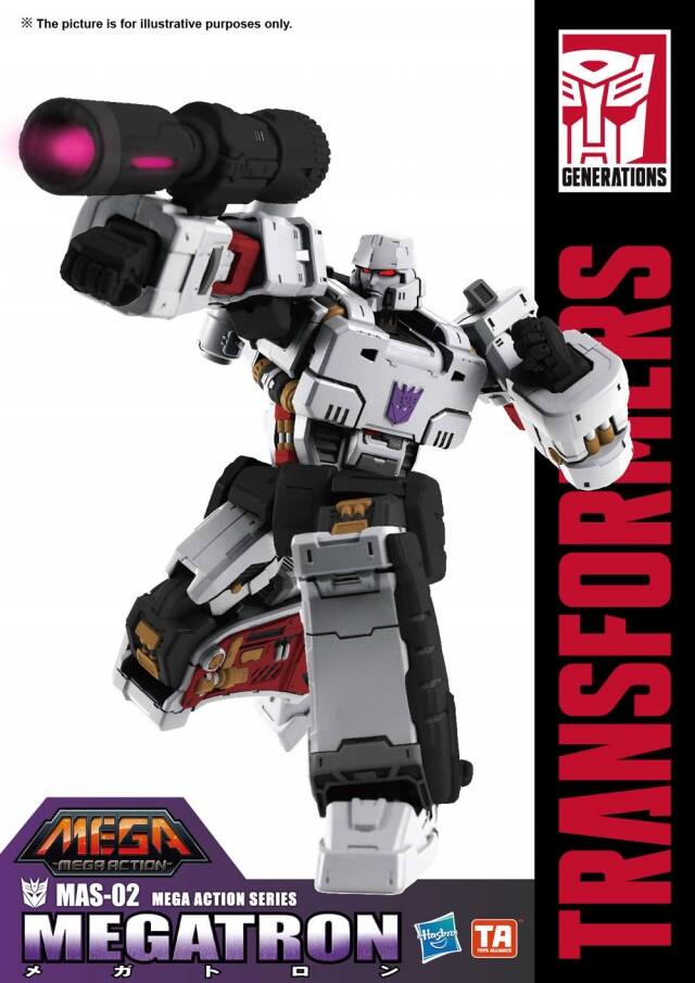 The picture is for illustrative purposes only.

GENERATIONS  
TRANSFORMERS

MEGA  
MEGATRON  
MAS-02  
MEGA ACTION SERIES