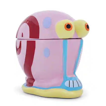 Front. Silver Buffalo - Nickelodeon SpongeBob SquarePants Gary Sculpted Ceramic Snack Jar - Pink.