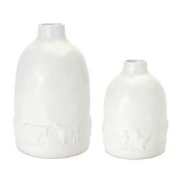 BreeBe - Ceramic Farm Animal Vase (Set of 2) - White