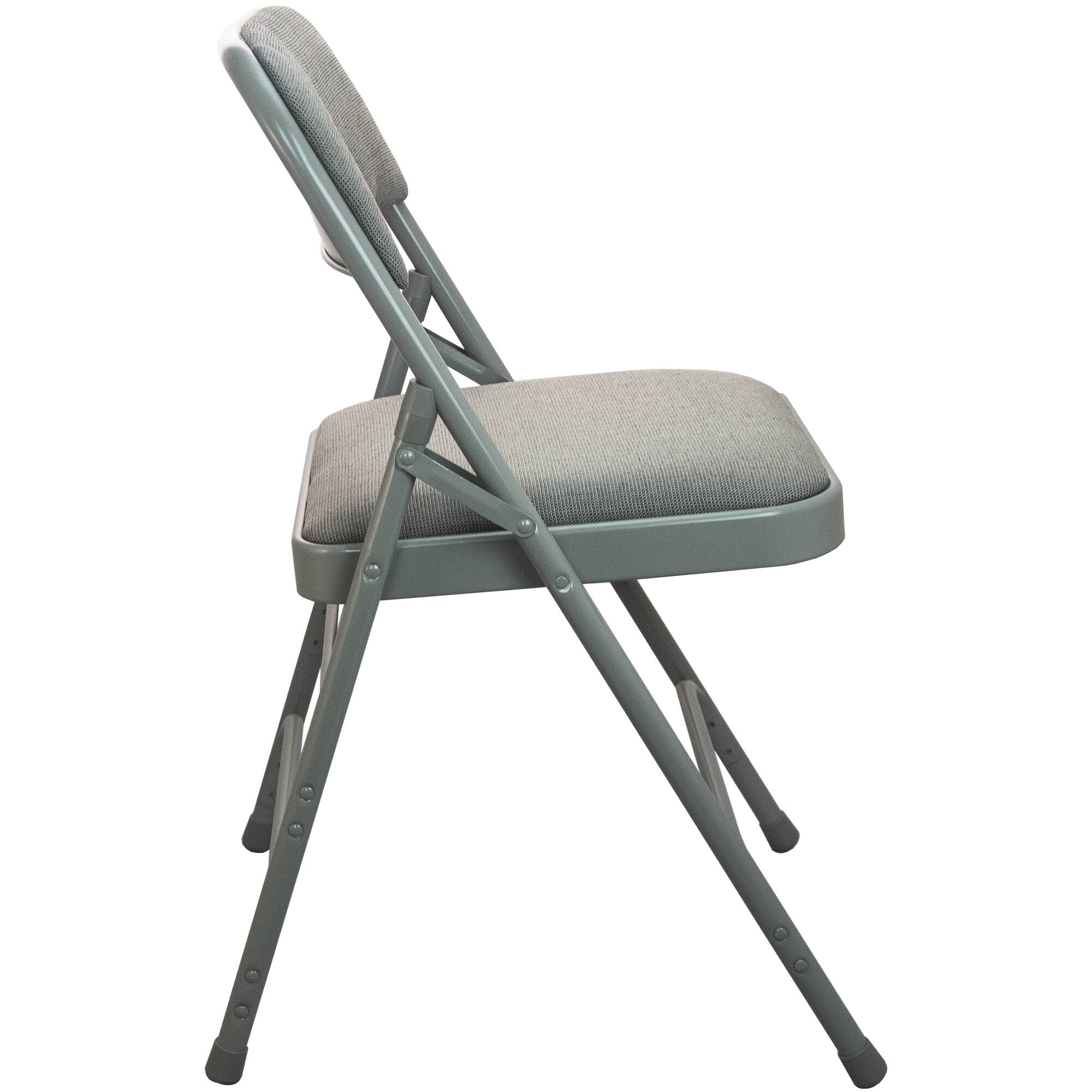 Alt View 2. Emma + Oliver - 2-pack Advantage Padded Metal Folding Chair - Fabric Seat - Grey Fabric/Grey Frame.