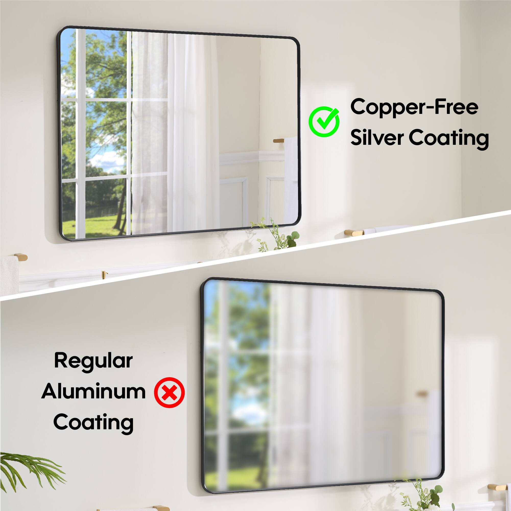 Copper-Free Silver Coating  
Regular Aluminum Coating