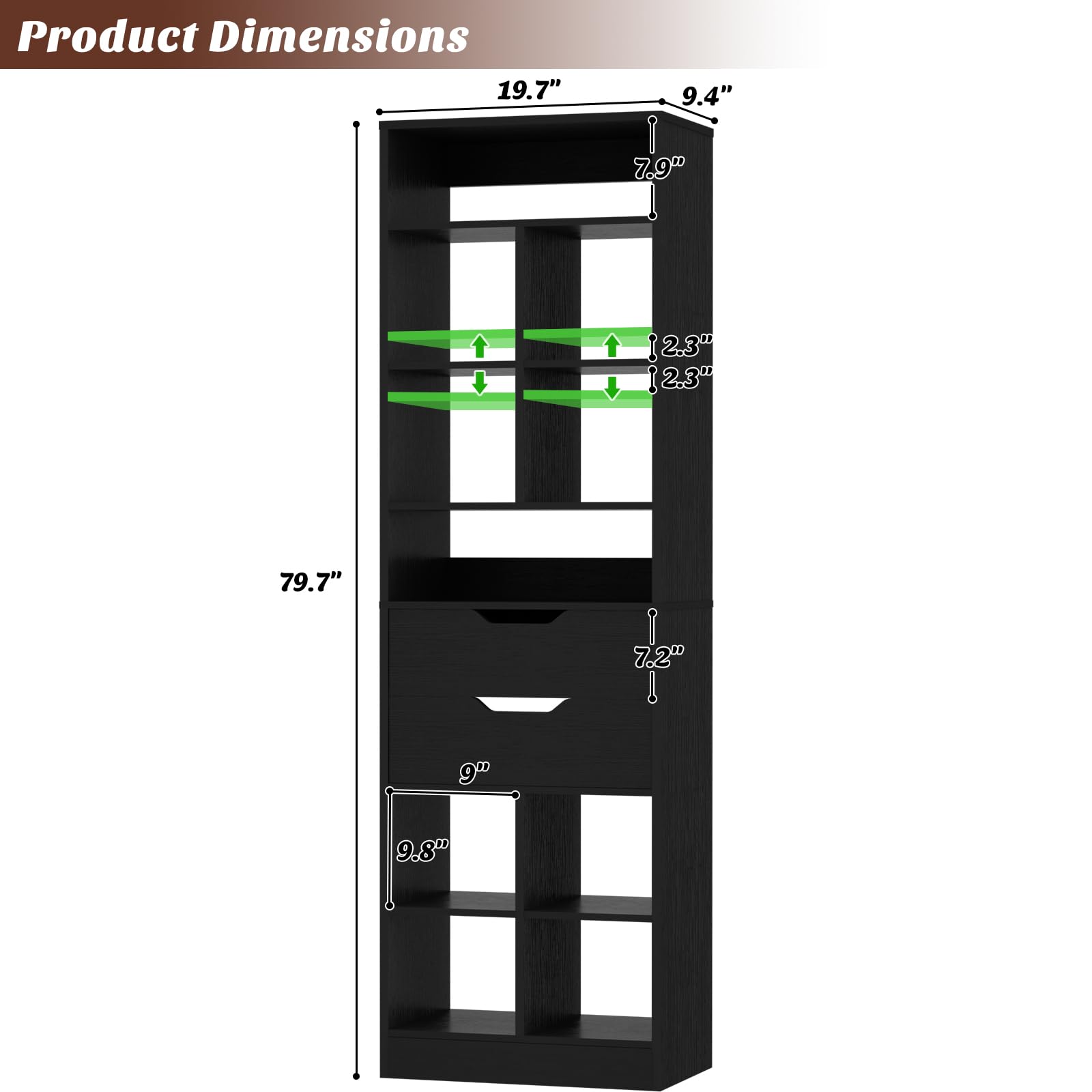 Product Dimensions: 19.7" x 9.4" x 7.9" x 2.3" x 12.3" x 79.7" x 7.2" x 9" x 9.8"