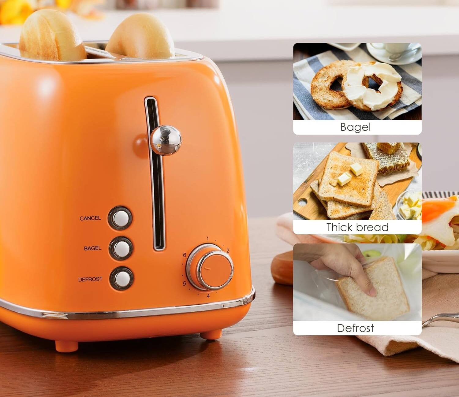 Bagel  
CANCEL  
BAGEL  
DEFROST  
Thick bread  
Defrost