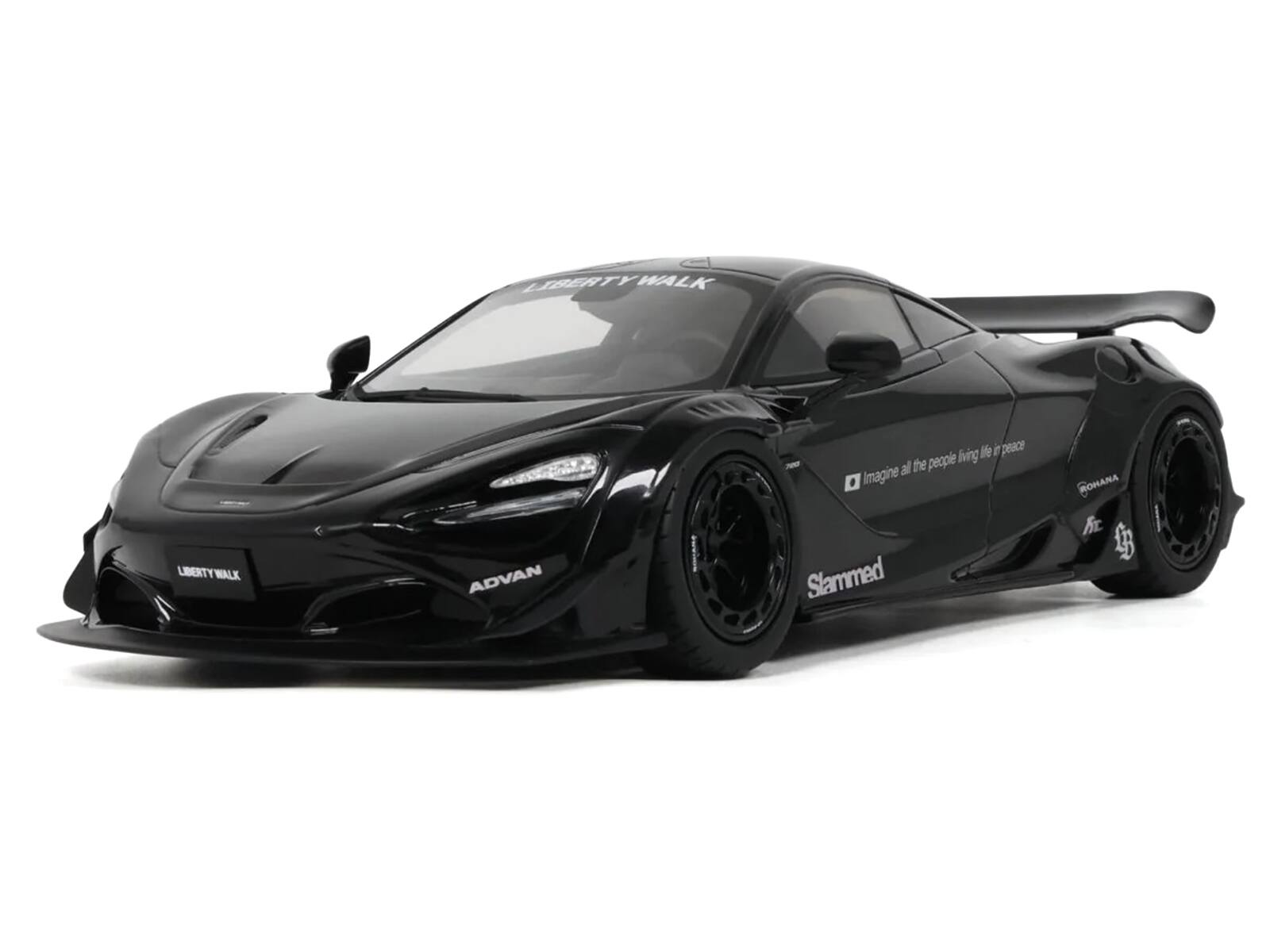 2023 McLaren 720S "LB-Works - Liberty Walk" Black 1/18 Model Car by GT Spirit