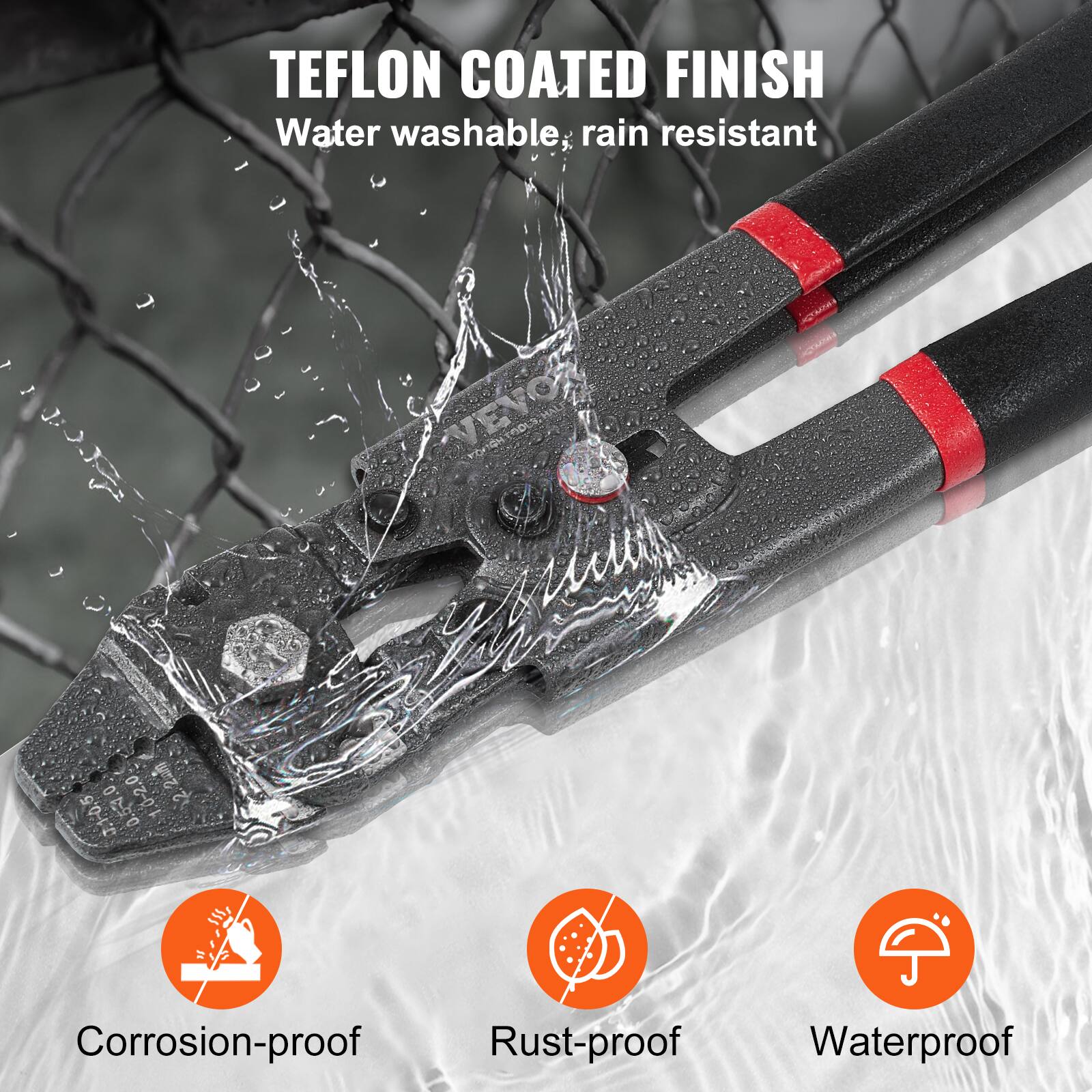 TEFLON COATED FINISH  
Water washable, rain resistant  

Corrosion-proof  
Rust-proof  
Waterproof