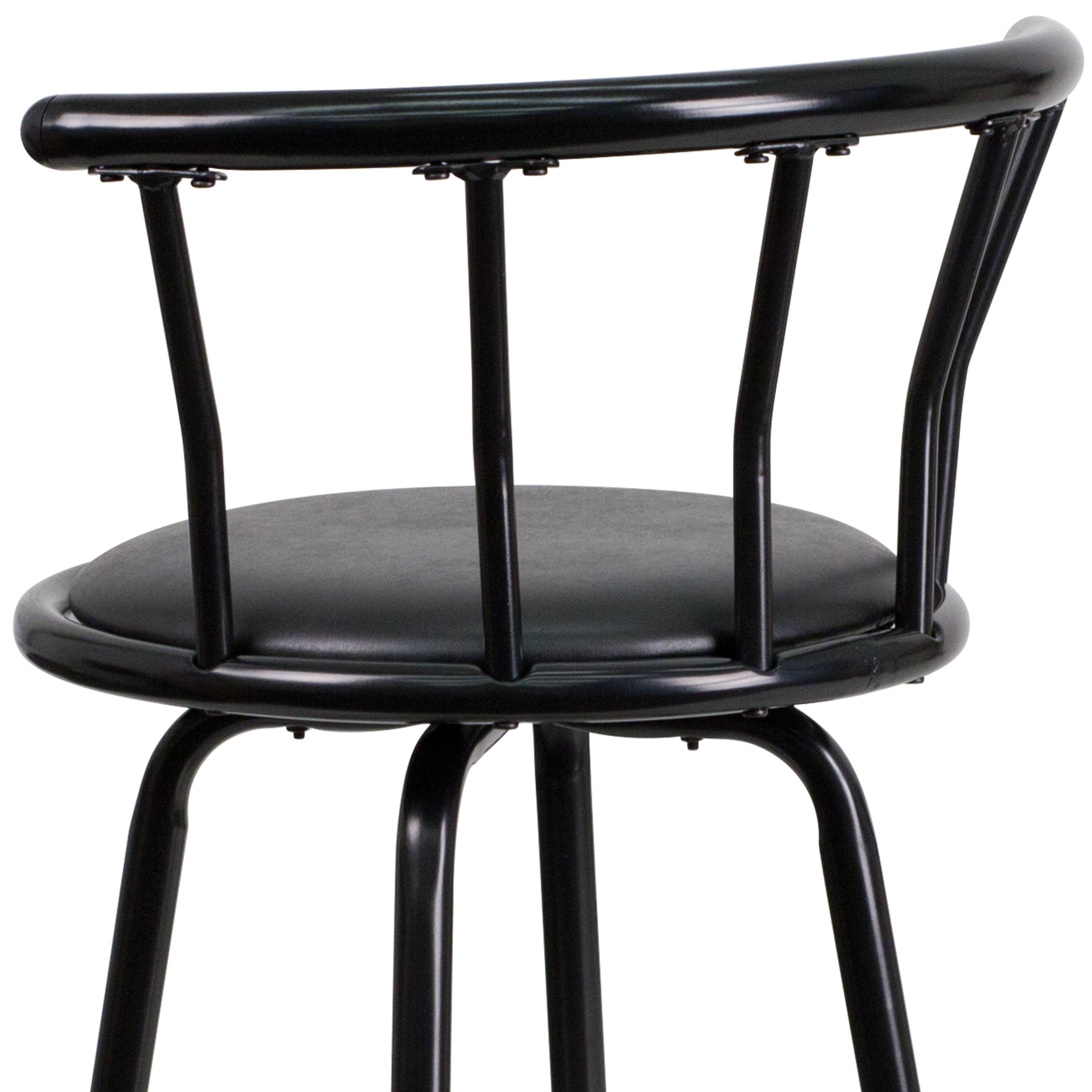 Alt View 9. Emma + Oliver - Crown Back Metal Barstool with Vinyl Swivel Seat - Black.