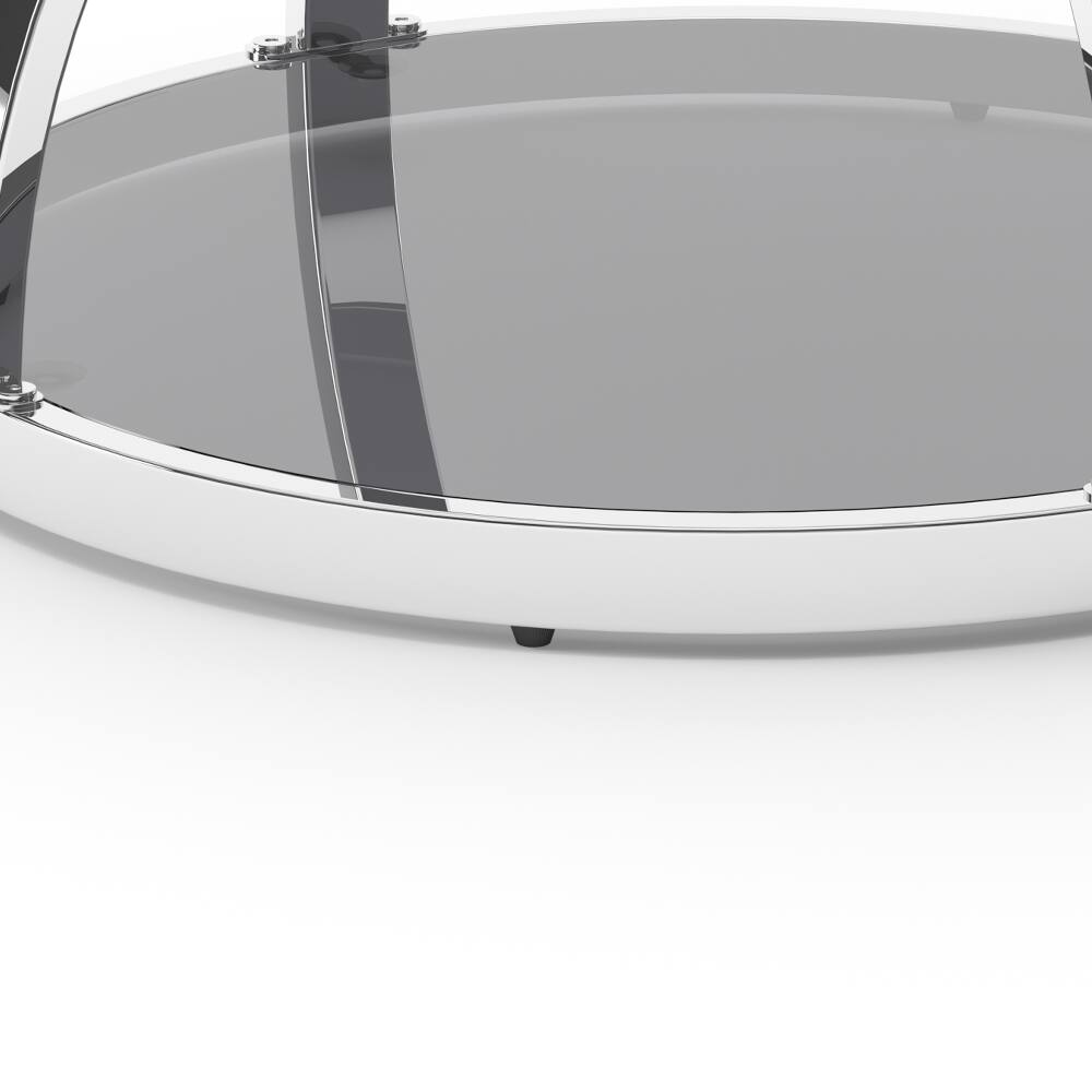 Alt View 6. Loheer - Loheer 19.69" Modern Glass Side Table, 2 Tier Silver Round Coffee Table, Chrome Finish Nightstand for Living Room - Silver.