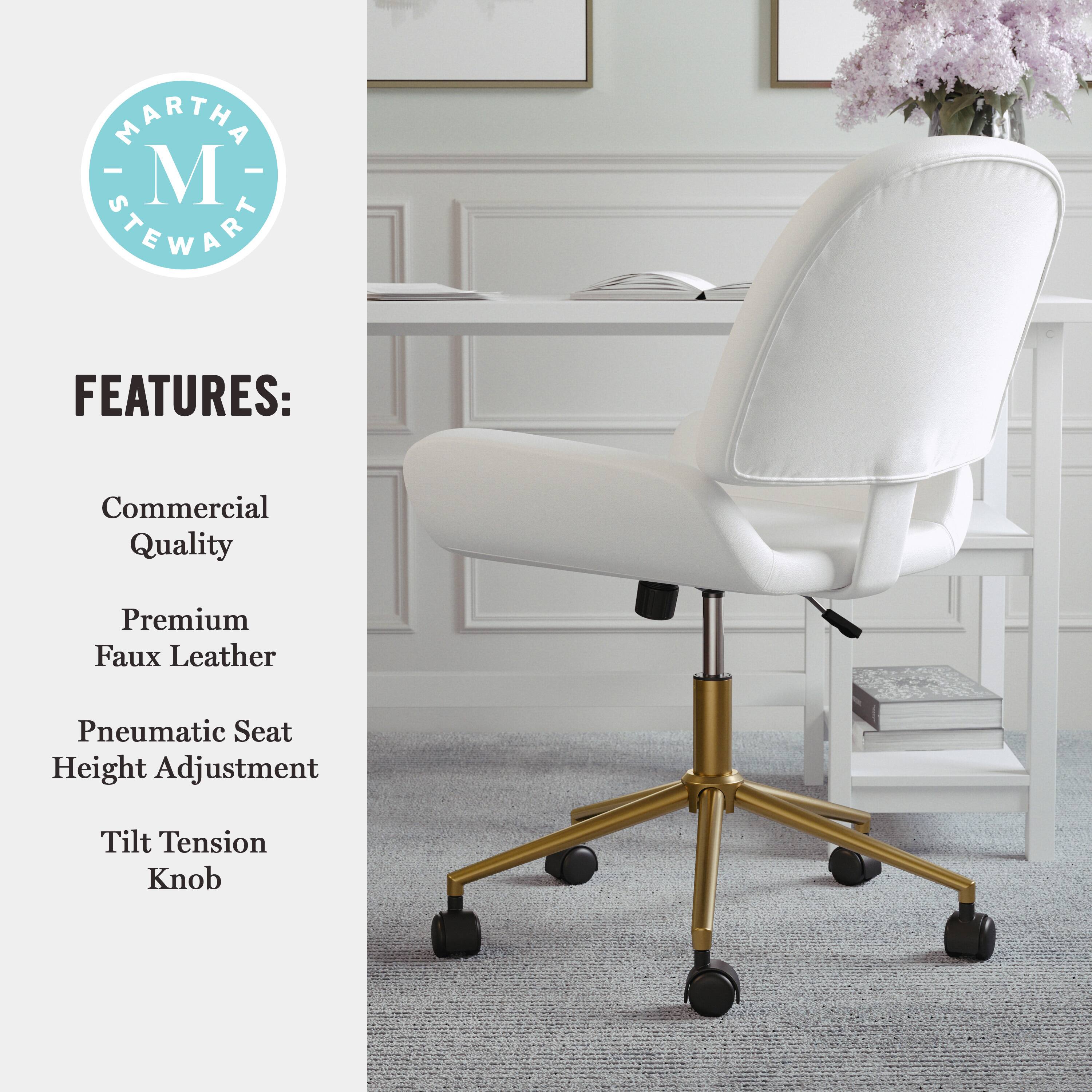 MARTHA STEWART FEATURES: Commercial Quality Premium Faux Leather Pneumatic Seat Height Adjustment Tilt Tension Knob