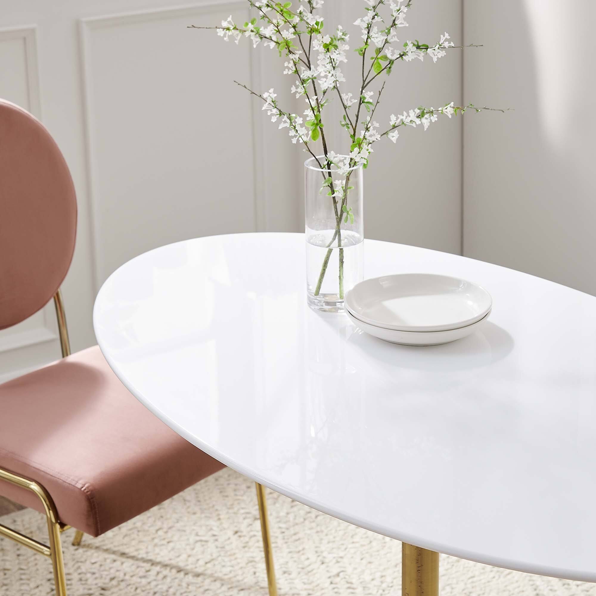 Alt View 1. Modway - Lippa Oval Wood Dining Table - Gold White.