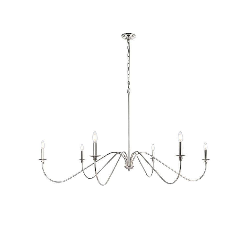 Alt View 4. Living District - Rohan 60 inch chandelier in Polished Nickel - Polished Nickel.