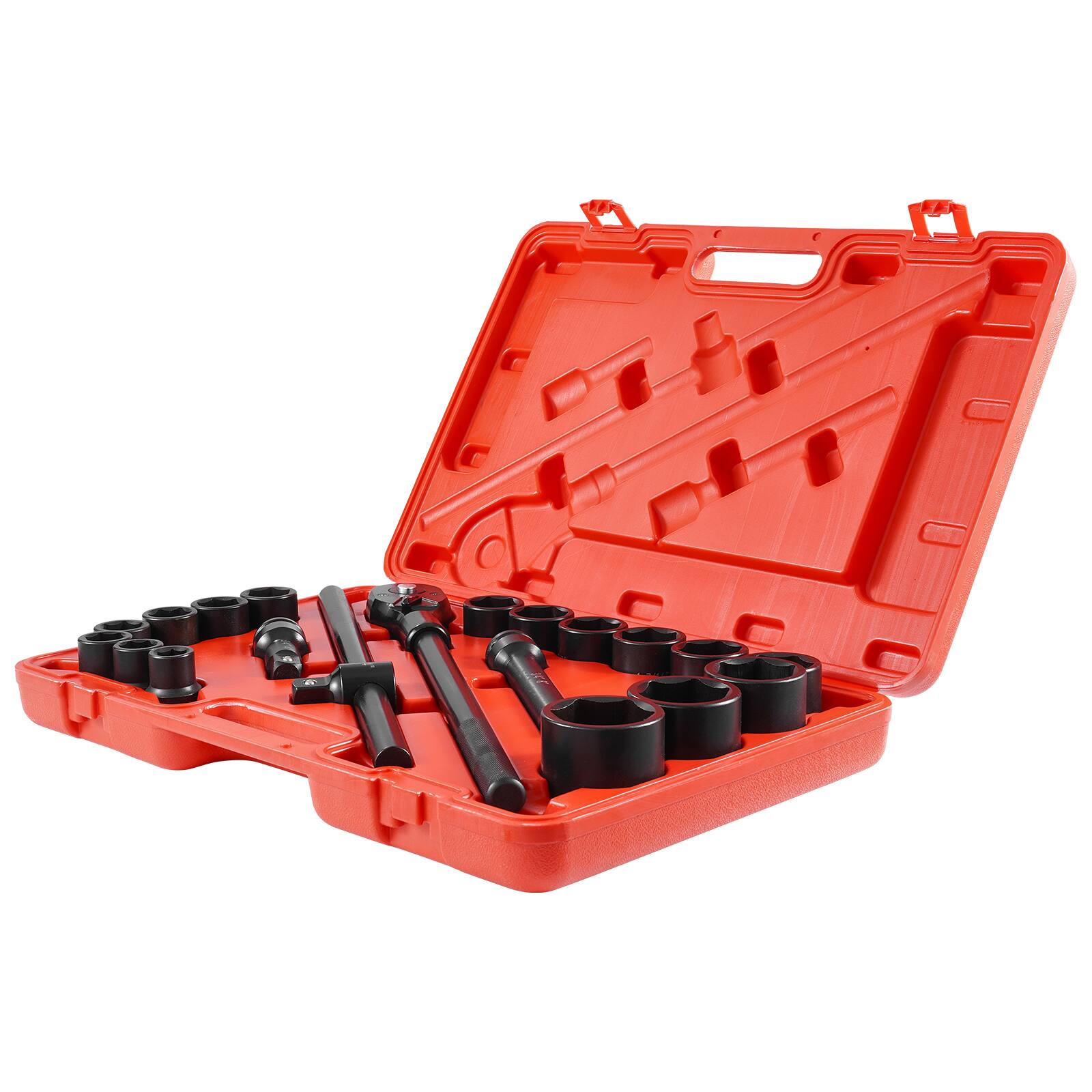 Alt View 5. VEVOR - 3/4 in Drive Impact Socket Set, 21 Pieces SAE 3/4 in to 2 in, 6 Point Cr-V Alloy Steel, Easy-to-Read Size Markings - Red.