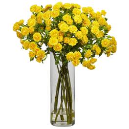 BreeBe - Japanese Flowers w/Glass Vase - Yellow