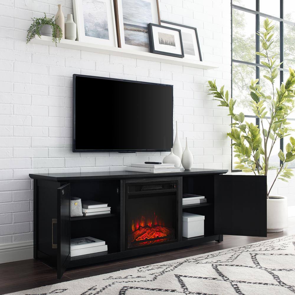 Alt View 4. Crosley Furniture - Camden Low Profile Fireplace Tv Stand For 65+ Inch Tv - Black.